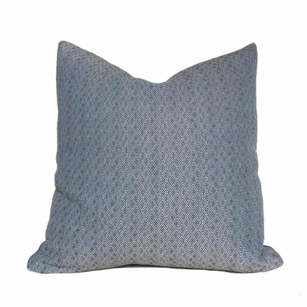 Blue Small Diamond Tile Geometric Lattice Pillow Cover