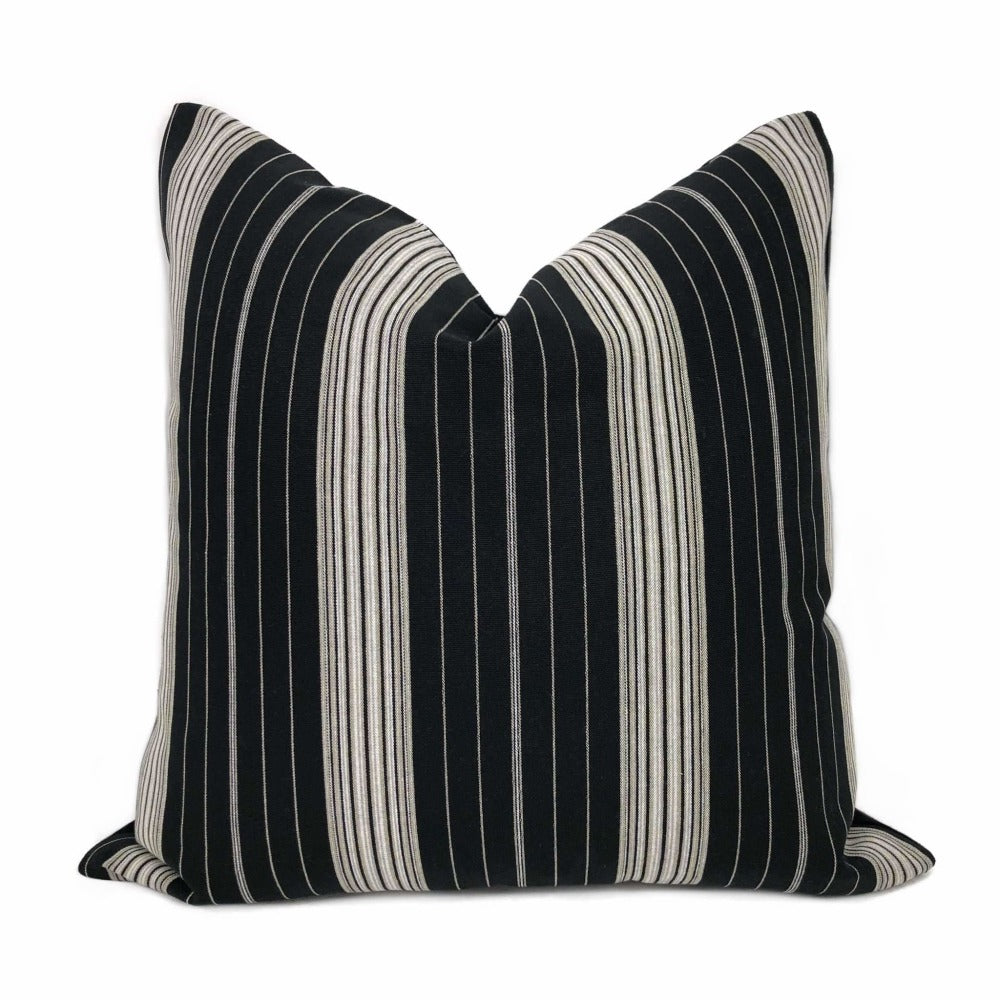Bond Street Black Gray Taupe Pinstripe Pillow Cover