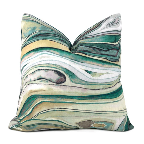 Borneo Green Marbled Abstract Pillow Cover - Aloriam