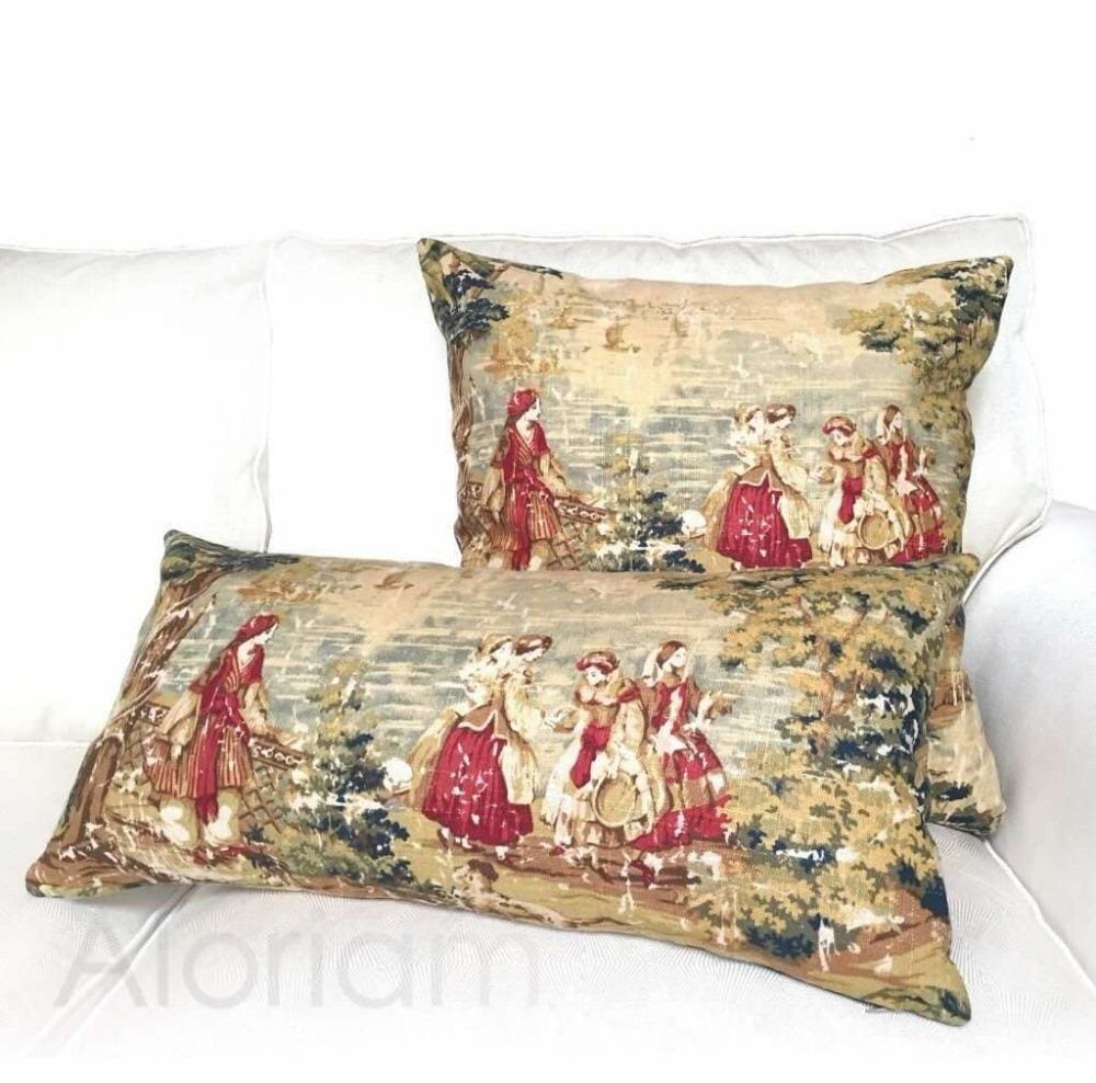 Bosporus Antique Vintage Old World Scenic Landscape Toile Linen Decorative Throw Pillow Cover Cushion Pillow Case Euro Sham 16x16 18x18 20x20 22x22 24x24 26x26 28x28 Lumbar Pillow 12x18 12x20 12x24 14x20 16x26 by Aloriam