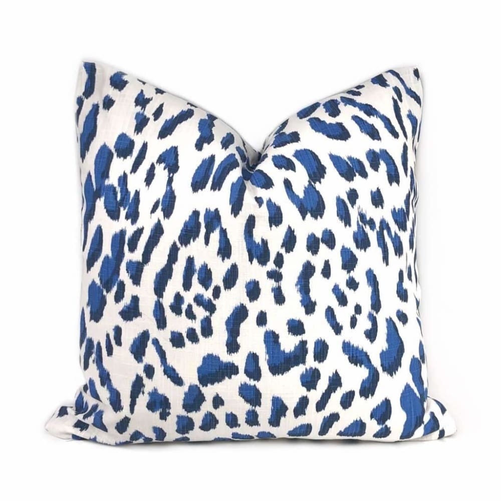 Brenner Blue & White Leopard Print Pillow Cover Cushion Pillow Case Euro Sham 16x16 18x18 20x20 22x22 24x24 26x26 28x28 Lumbar Pillow 12x18 12x20 12x24 14x20 16x26 by Aloriam