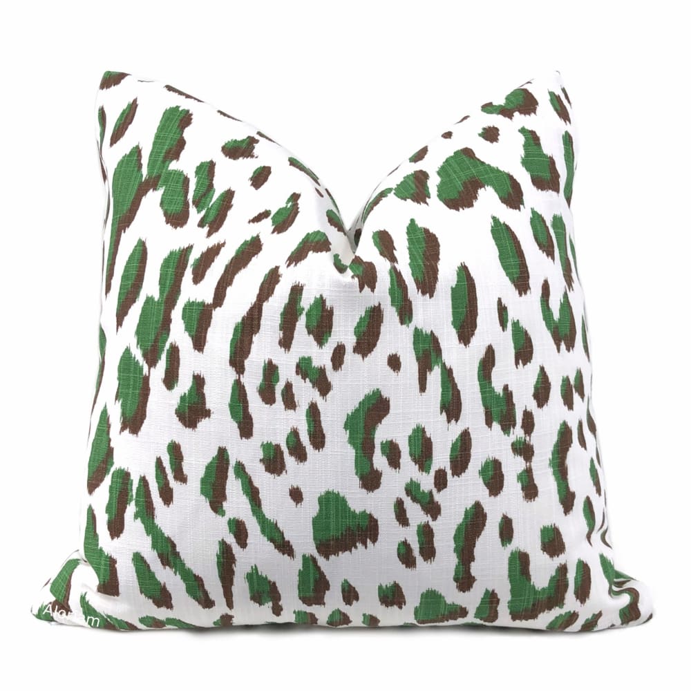 Brenner Forest Green Brown White Leopard Print Pillow Cover - Aloriam
