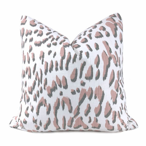 Brenner Pink Gray White Leopard Print Pillow Cover - Aloriam