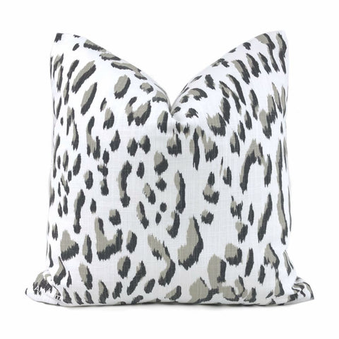 Brenner Taupe Black White Leopard Print Pillow Cover - Aloriam