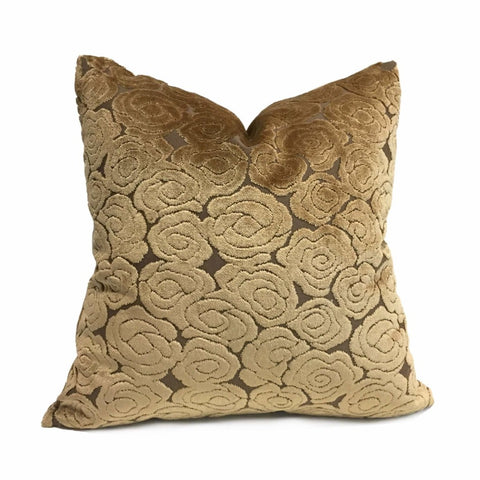 Brentano Cloudscape Brown Cut Velvet Chinoiserie Cloud Motif Decorative Throw Pillow Cover
