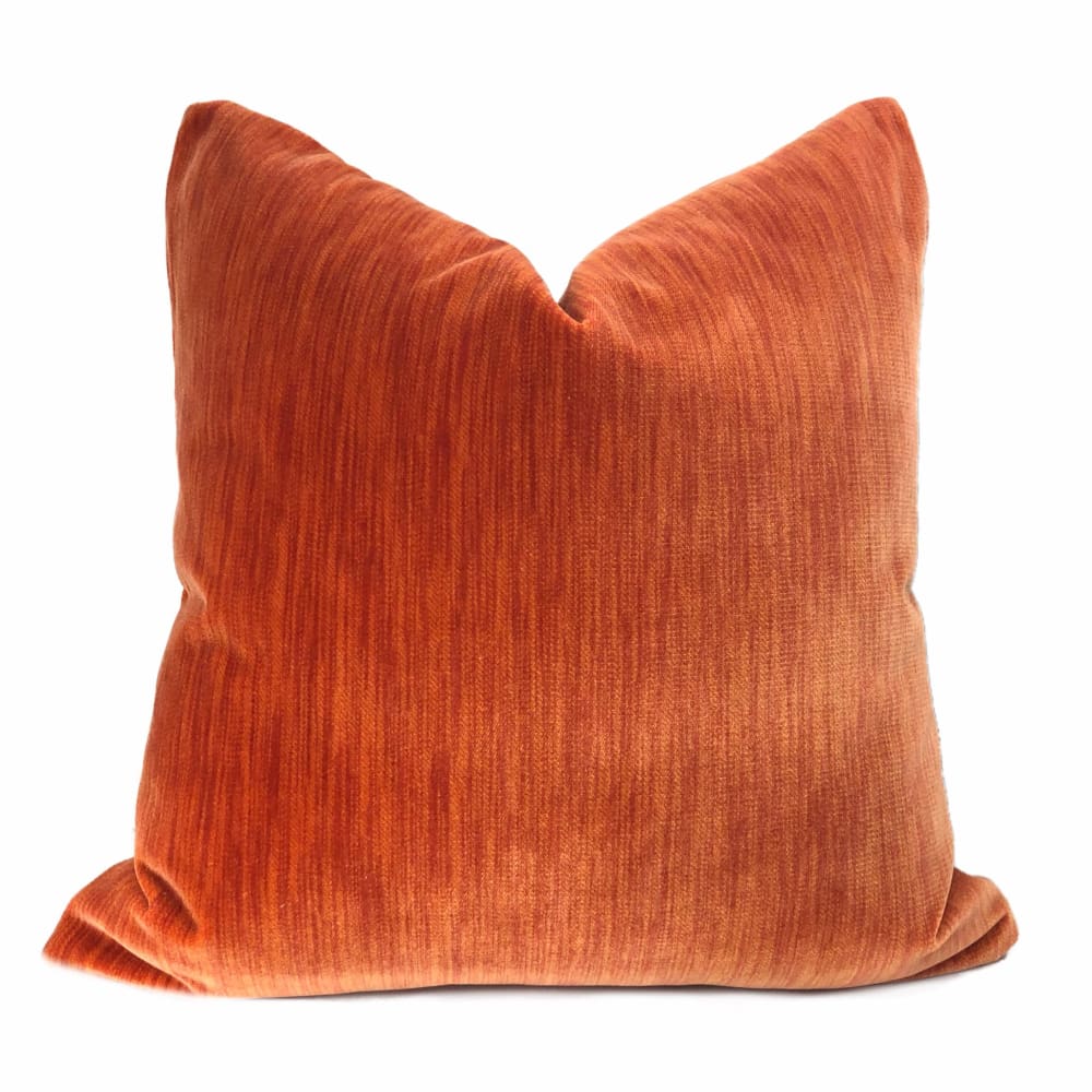 Bryant Orange Strie Velvet Pillow Cover - Aloriam