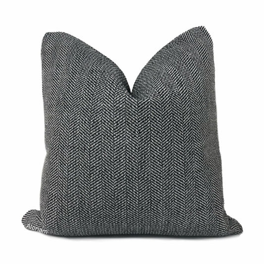 Byron Salt & Pepper Herringbone Pillow Cover - Aloriam