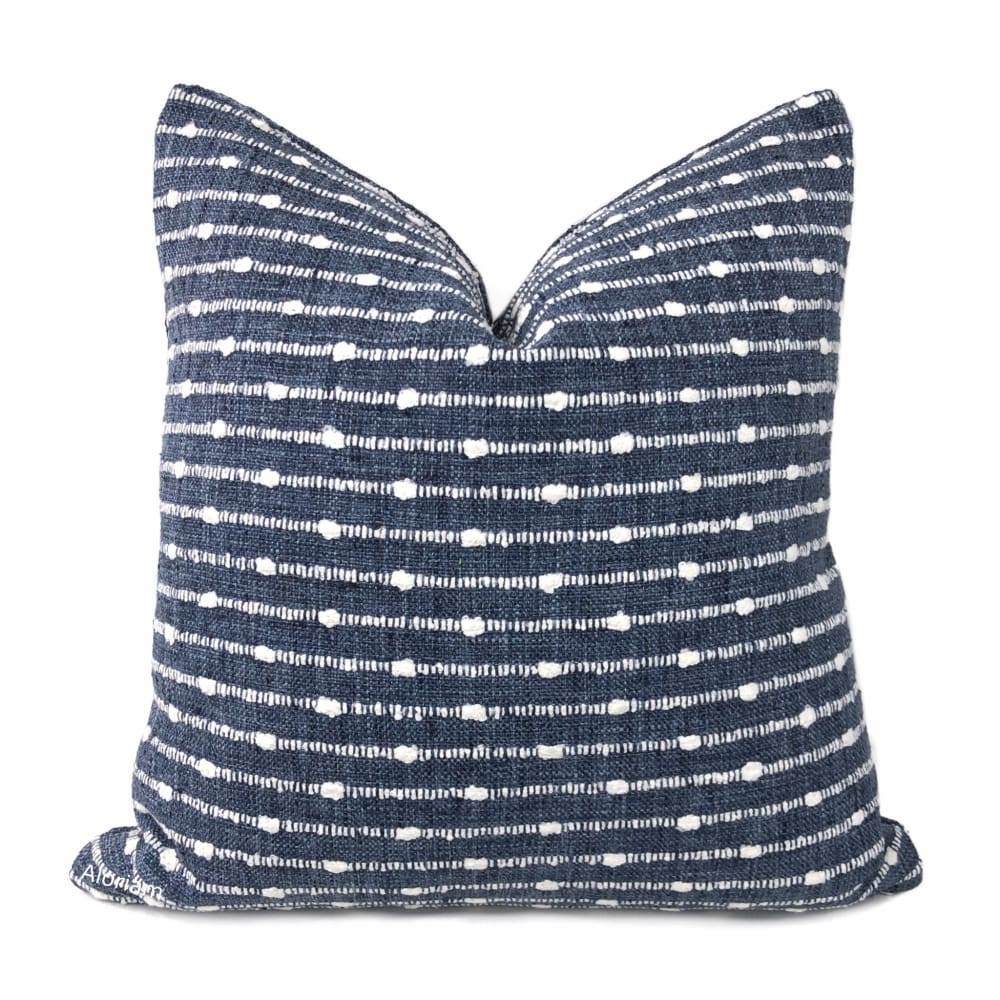 Cahill Blue White Textured Stripe Pillow Cover - Aloriam