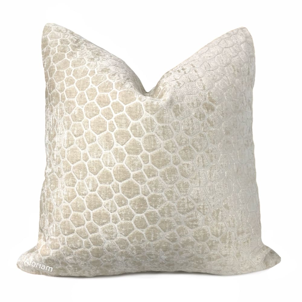 Carrick Cream Modern Geometric Chenille Pillow Cover - Aloriam