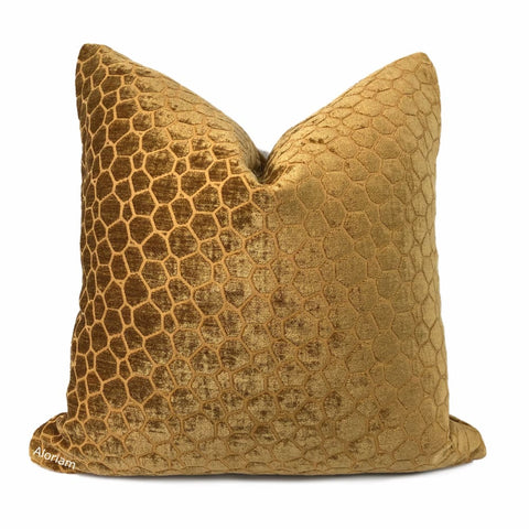 Carrick Golden Amber Modern Geometric Chenille Pillow Cover - Aloriam