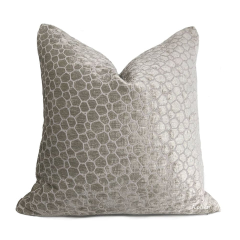 Carrick Gray Modern Geometric Chenille Pillow Cover - Aloriam