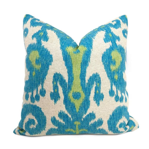 Lacefield Casbah Lagoon Turquoise Blue Green Beige Ethnic Ikat Pillow Cover