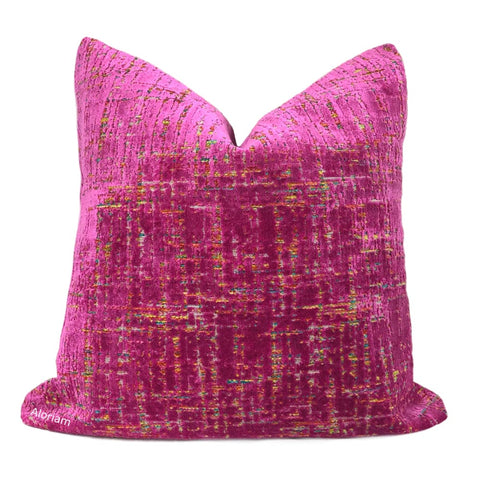 Cassidy Fuchsia Pink Tweed Textured Velvet Pillow Cover - Aloriam