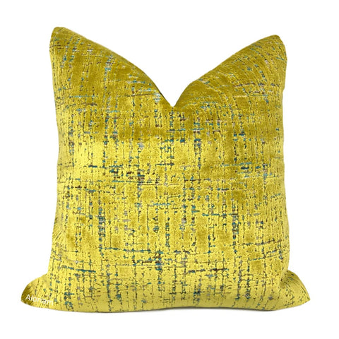 Cassidy Yellow Tweed Textured Velvet Pillow Cover - Aloriam