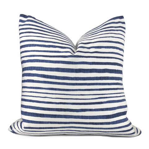Catalina Blue White Stripe Pillow Cover - Aloriam
