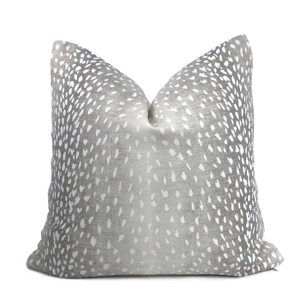 Cervidae Gray White Deer Hide Animal Print Pillow Cover Cushion Pillow Case Euro Sham 16x16 18x18 20x20 22x22 24x24 26x26 28x28 Lumbar Pillow 12x18 12x20 12x24 14x20 16x26 by Aloriam
