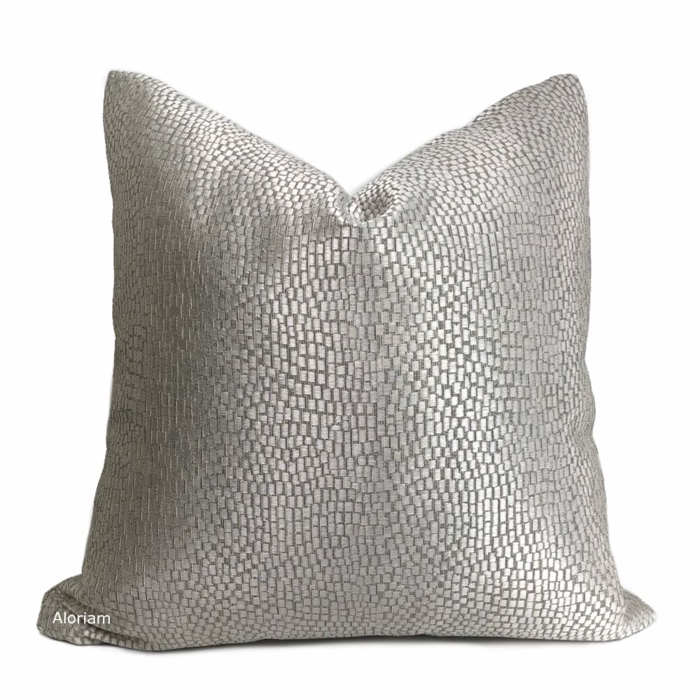 Cinna Silver Gray Abstract Tile Pillow Cover - Aloriam