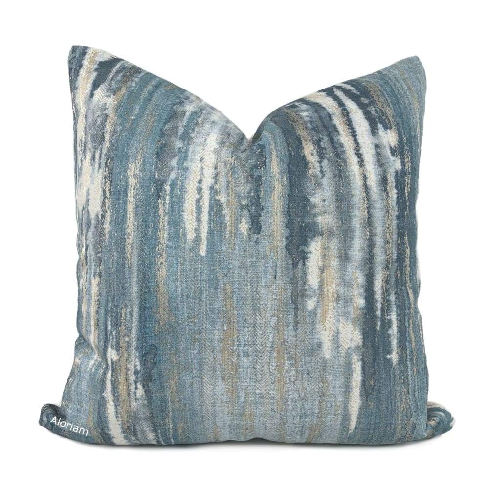 Clarke & Clarke Latour Lagoon Blue Tonal Mix Abstract Texture Pillow Cover by Aloriam