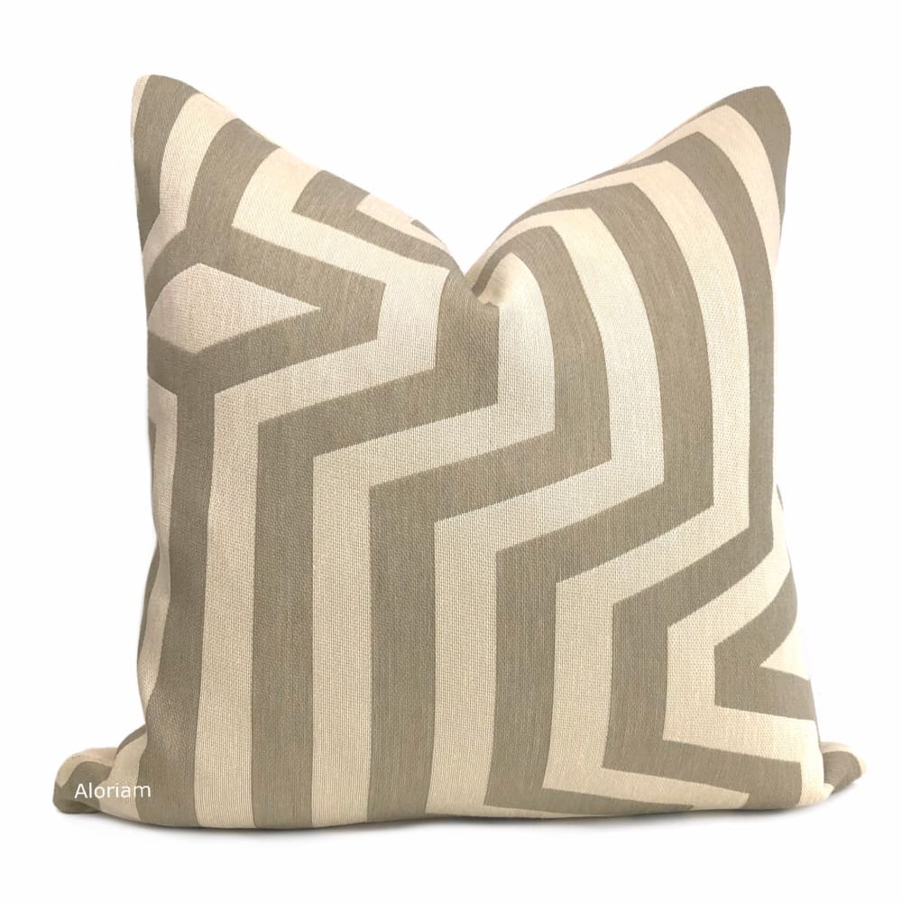 Cochran Stone Beige Taupe Geometric Pillow Cover - Aloriam