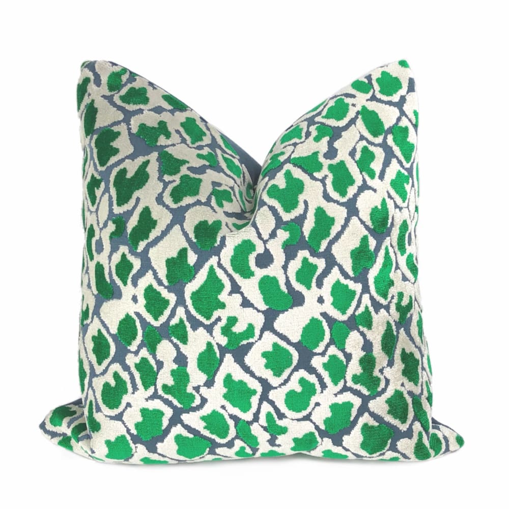 Coco Blue Green Leopard Velvet Pillow Cover - Aloriam