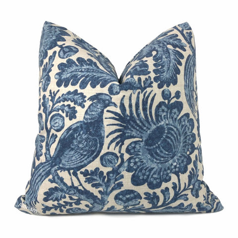 Colonial Williamsburg Tucker Resist Batik Floral Bird Print Pillow Cover - Aloriam