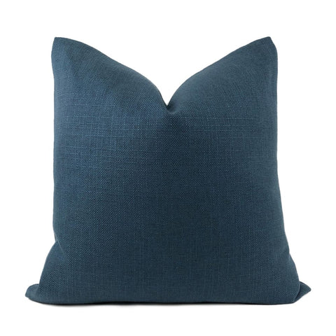 Curzon Navy Blue Basketweave Pillow Cover - Aloriam