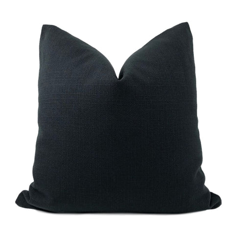 Curzon Solid Black Basketweave Pillow Cover - Aloriam