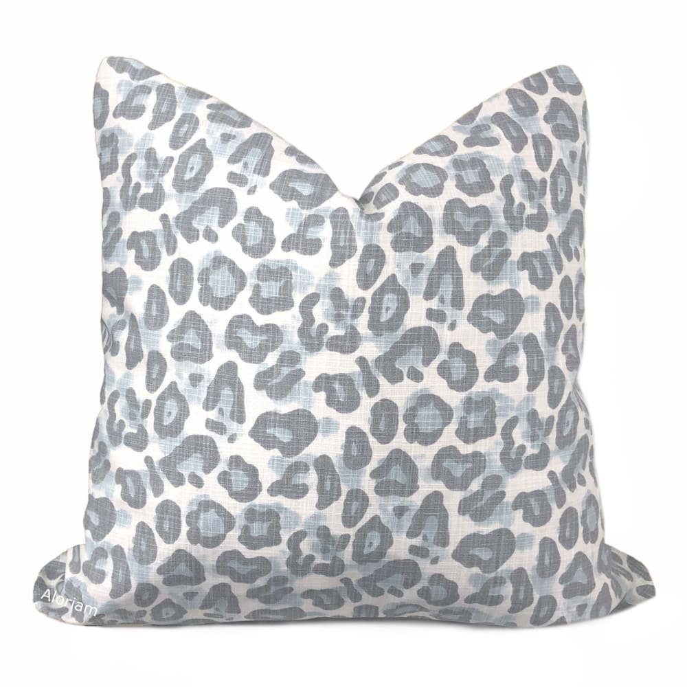 Damon Light Blue Gray Leopard Print Pillow Cover - Aloriam