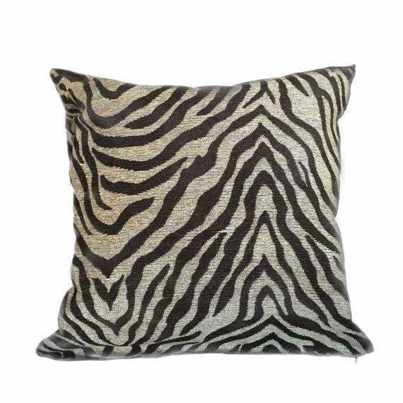 Dark Brown Beige Tiger Animal Stripe Chenille Pillow Cushion Cover Cushion Pillow Case Euro Sham 16x16 18x18 20x20 22x22 24x24 26x26 28x28 Lumbar Pillow 12x18 12x20 12x24 14x20 16x26 by Aloriam