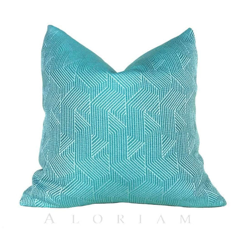 Designer Emerald Green Geometric Lines Pillow Cushion Zipper Cover Cushion Pillow Case Euro Sham 16x16 18x18 20x20 22x22 24x24 26x26 28x28 Lumbar Pillow 12x18 12x20 12x24 14x20 16x26 by Aloriam