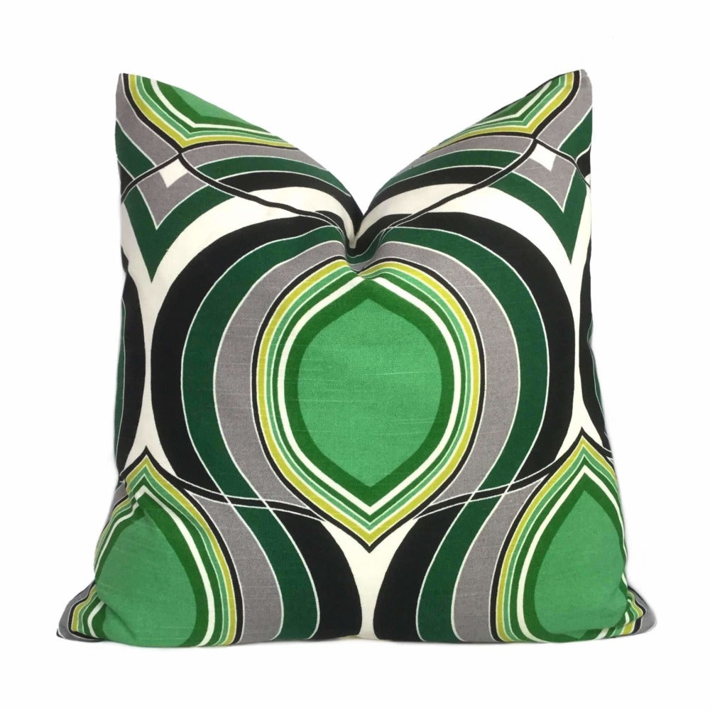 Designer Malachite Green Black Modern Oval Pattern Pillow Cover Cushion Pillow Case Euro Sham 16x16 18x18 20x20 22x22 24x24 26x26 28x28 Lumbar Pillow 12x18 12x20 12x24 14x20 16x26 by Aloriam