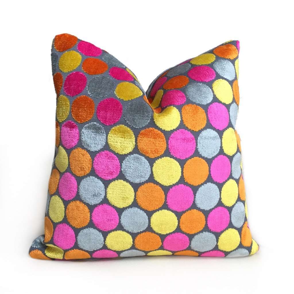 Designer Multicolor Velvet Polka Dots Pillow Cover by Aloriam
