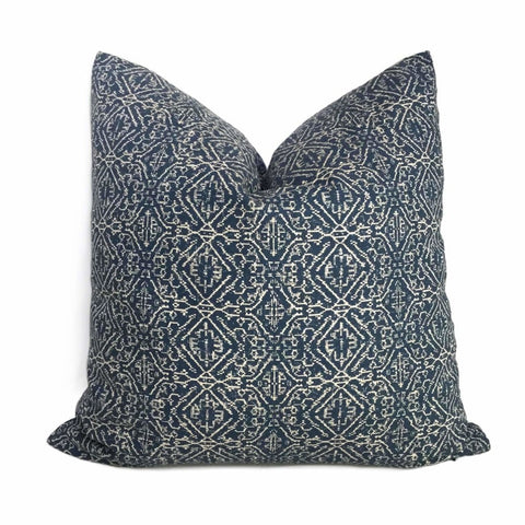 Lacefield Designs Priya Blue Beige Tribal Ethnic Geometric Pillow Cover