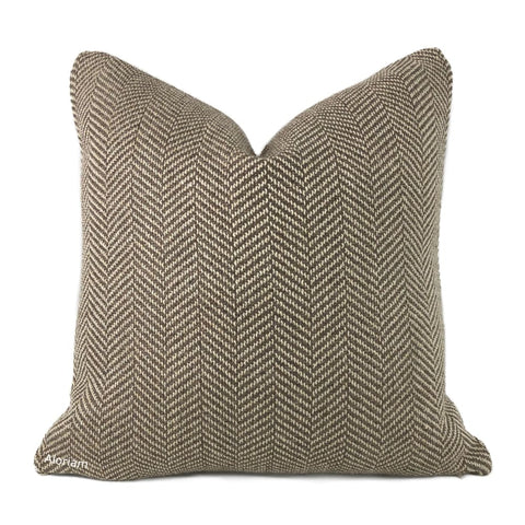 Donegal Brown Beige Herringbone Pillow Cover - Aloriam