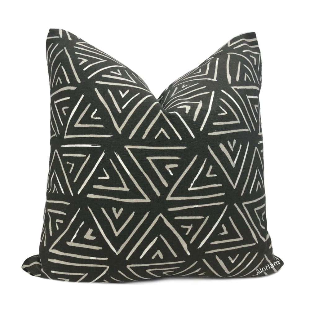 Dylan Black White Taupe Triangle Print Pillow Cover - Aloriam