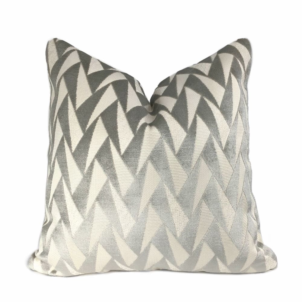 Easton Gray & Cream Triangles Velvet Pillow Cover - Aloriam