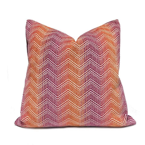 Eileen Boyd Designer Orange Purple Chevron Zig Zag Chenille Velvet Pillow Cover Cushion Pillow Case Euro Sham 16x16 18x18 20x20 22x22 24x24 26x26 28x28 Lumbar Pillow 12x18 12x20 12x24 14x20 16x26 by Aloriam