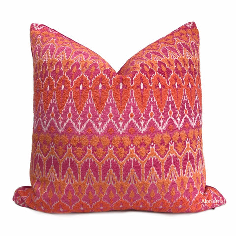 Ensenada Fuchsia Pink Orange Colorful Boho Pillow - Aloriam