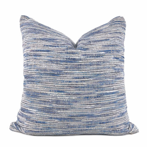 Erie Blue Tonal Slub Texture Chenille Pillow Cover - Aloriam