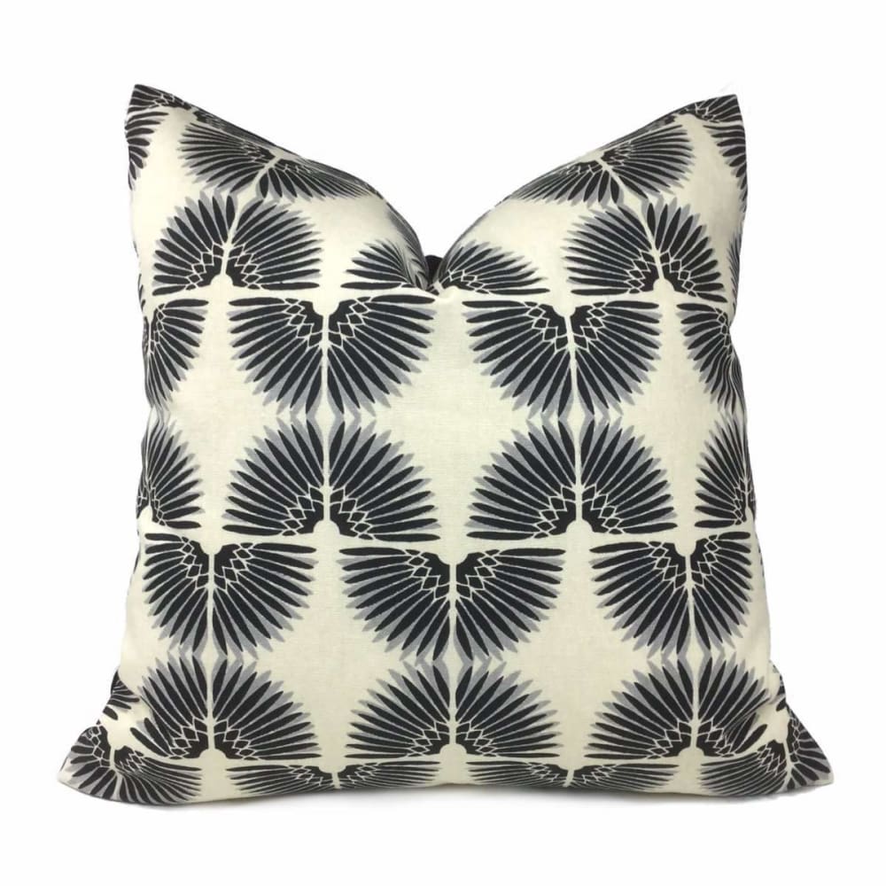 Erte Art Deco Fans Black Beige Pillow Cover