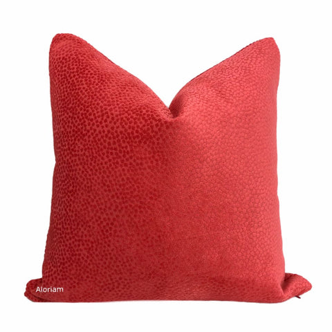 Esme Candy Apple Red Velvet Dots Pillow Cover - Aloriam