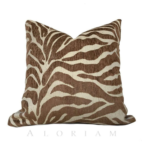 Ethan Allen Large Animal Stripe Zebra Tiger Brown Designer Upholstery Pillow Cushion Cover Cushion Pillow Case Euro Sham 16x16 18x18 20x20 22x22 24x24 26x26 28x28 Lumbar Pillow 12x18 12x20 12x24 14x20 16x26 by Aloriam