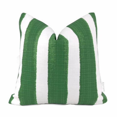 Ethan Green White Stripe Indoor Outdoor Pillow Cover - Aloriam