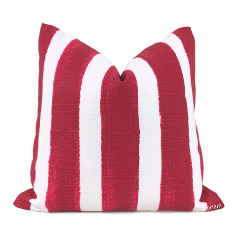 Ethan Red White Stripe Indoor Outdoor Pillow Cover - Aloriam