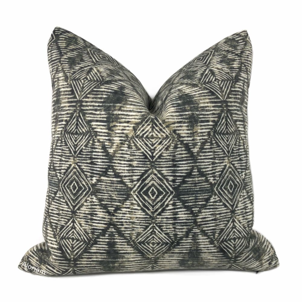 Etro Black Ethnic Diamond Print Indoor Outdoor Pillow Cover - Aloriam
