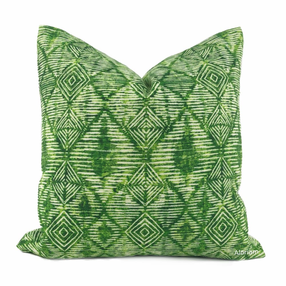 Etro Green Ethnic Diamond Print Indoor Outdoor Pillow Cover - Aloriam