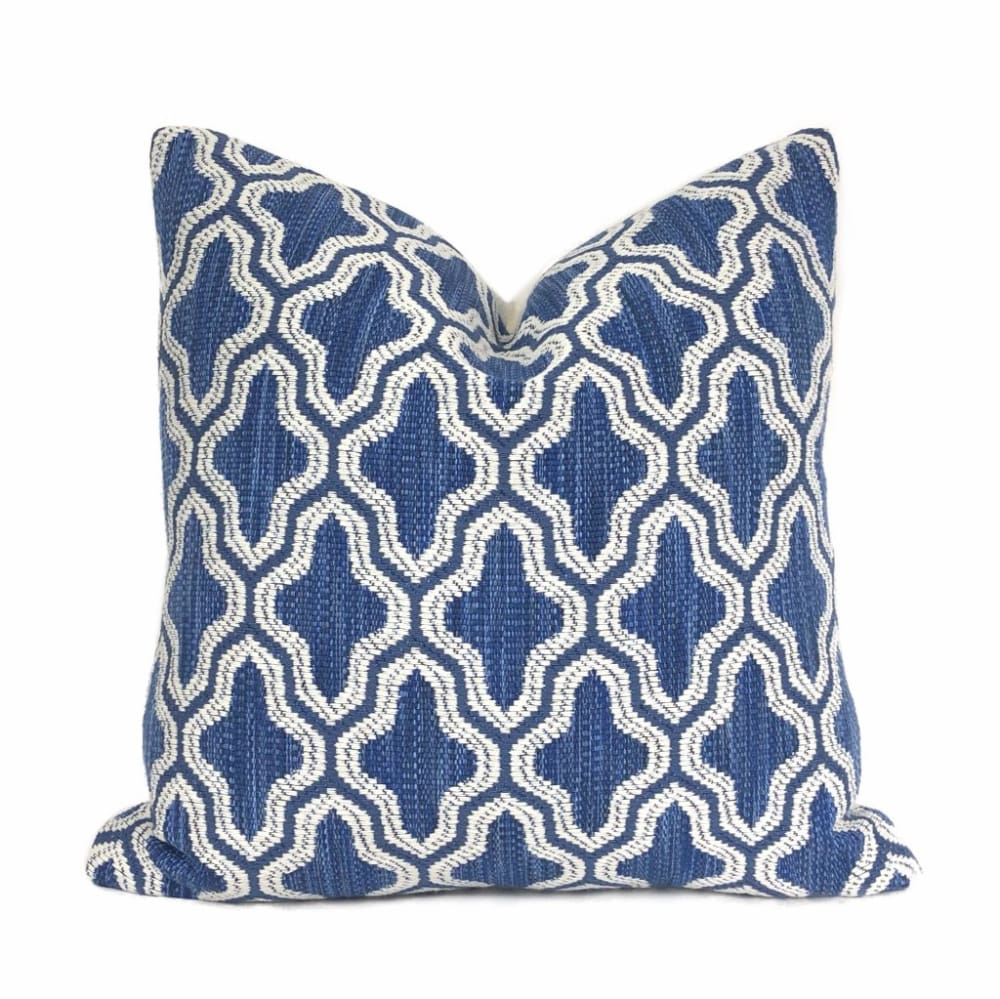 Ezra Blue White Moorish Tile Pillow Cover - Aloriam