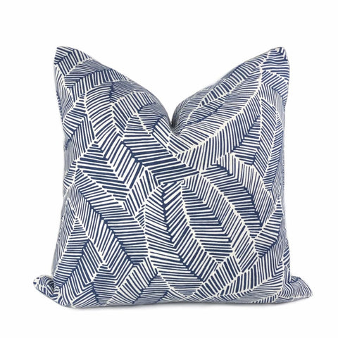 F Schumacher Abstract Leaf Navy Blue White Pillow Cover - Aloriam