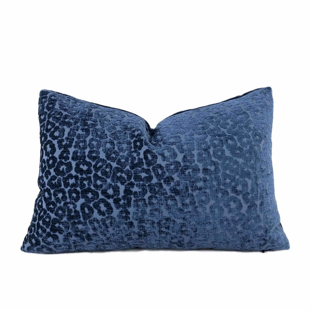 Fabricut Kiribati Twilight Navy Blue Leopard Spot Chenille Pillow Cover