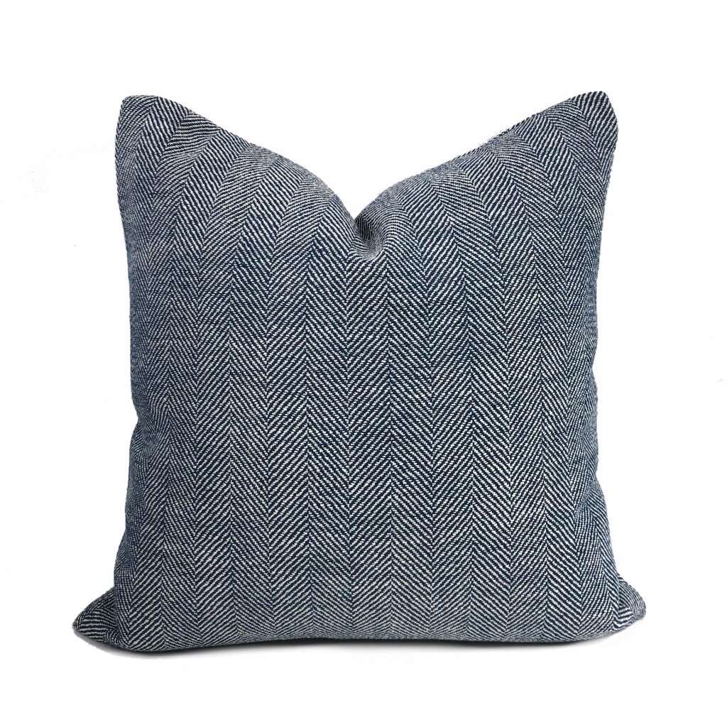 Fawcett Blue & White Herringbone Chevron Pillow Cover Cushion Pillow Case Euro Sham 16x16 18x18 20x20 22x22 24x24 26x26 28x28 Lumbar Pillow 12x18 12x20 12x24 14x20 16x26 by Aloriam